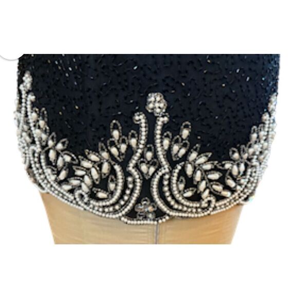 Laurence Kazar Beaded Top Short Sleeve Pearls Sz. M Party Wedding Formal - Picture 7 of 10